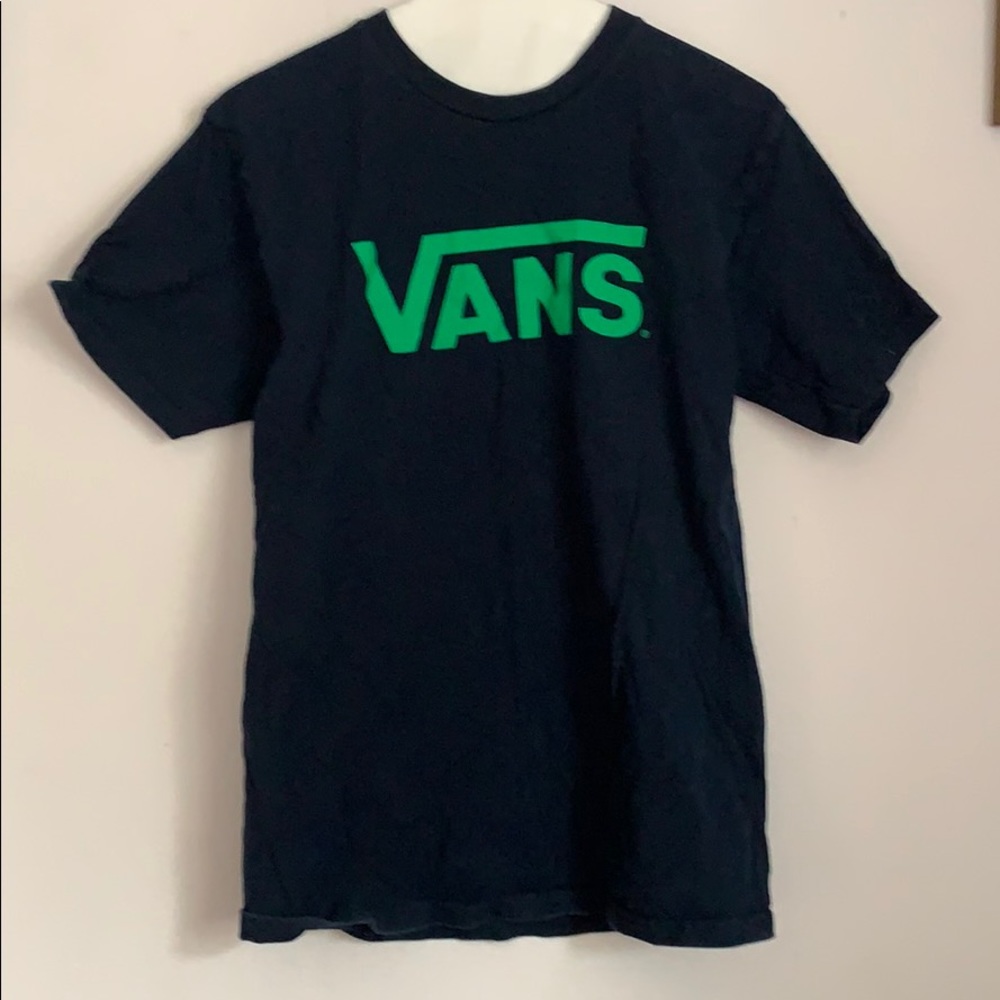 VANS navy blue t shirt with green logo